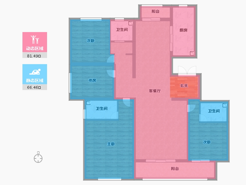 河北省-廊坊市-廊坊来康郡润德院-131.76-户型库-动静分区