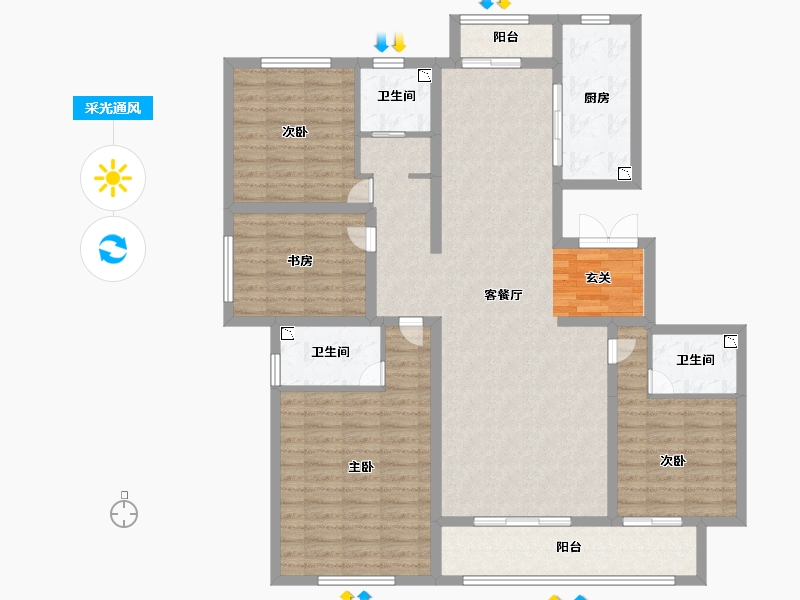 河北省-廊坊市-廊坊来康郡润德院-131.76-户型库-采光通风