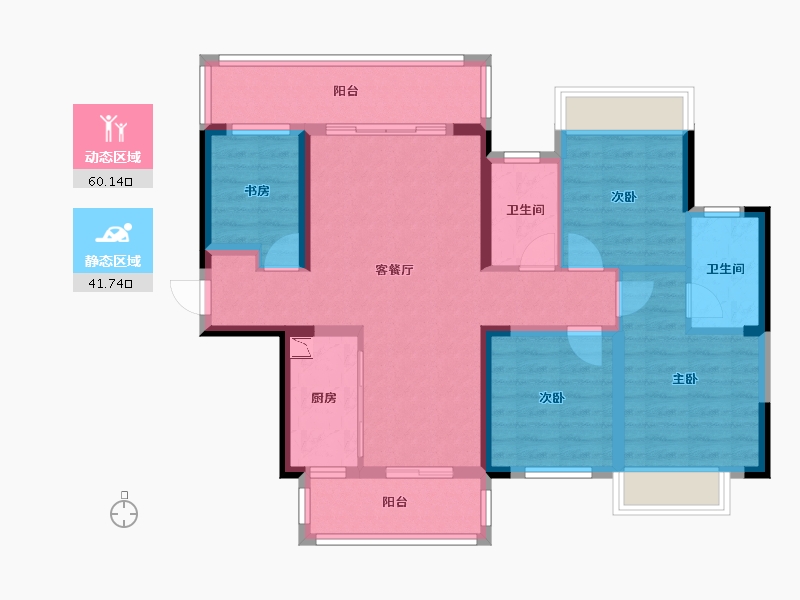 广西壮族自治区-南宁市-五象湖金玖世家-89.67-户型库-动静分区