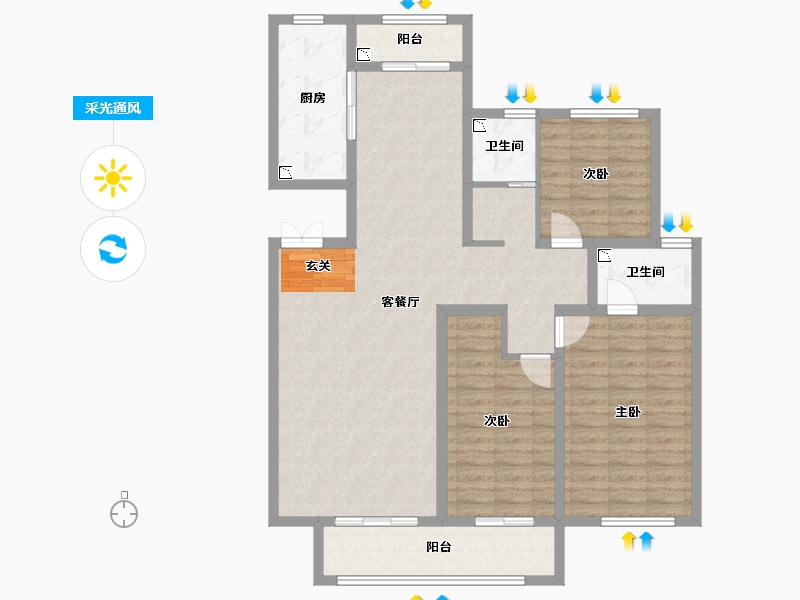 河北省-廊坊市-廊坊来康郡润德院-113.14-户型库-采光通风