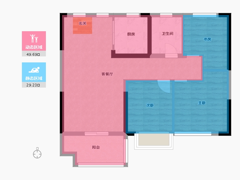 河南省-郑州市-泰美嘉爱尚里-70.40-户型库-动静分区