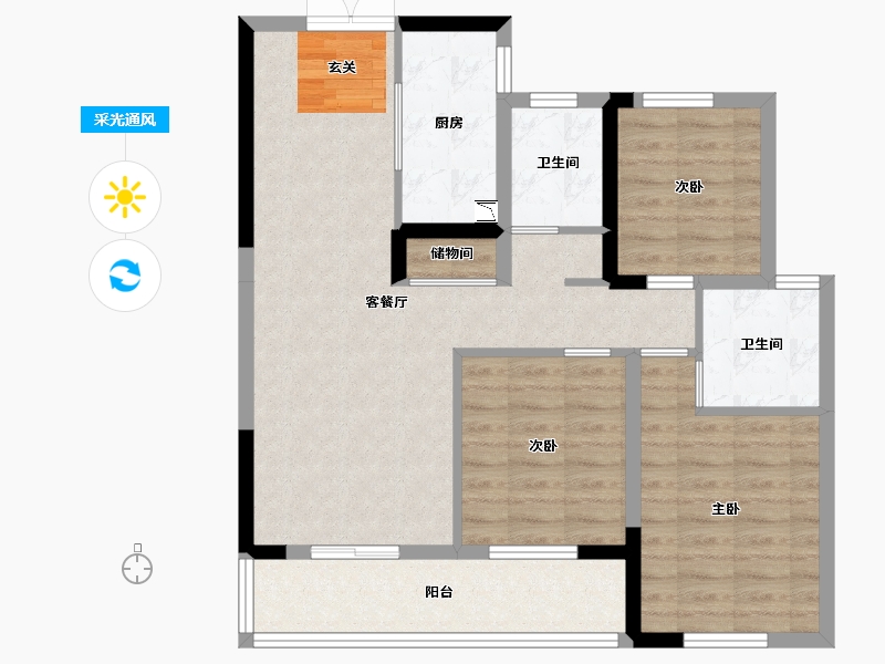 河南省-郑州市-永威金域上院-83.17-户型库-采光通风