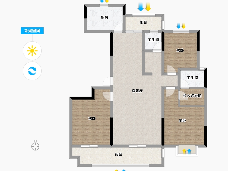 河南省-南阳市-传世温泉公馆-124.00-户型库-采光通风