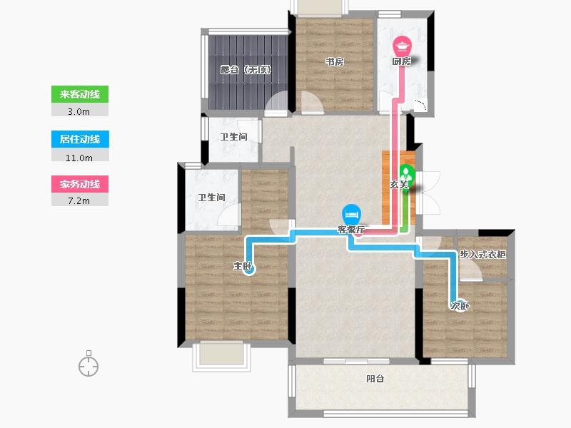 湖北省-武汉市-金色港湾君临水岸-102.53-户型库-动静线