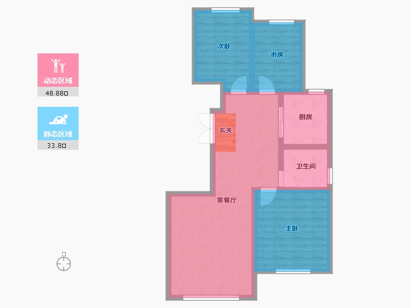 内蒙古自治区-鄂尔多斯市-亿成世纪华庭C区-73.58-户型库-动静分区