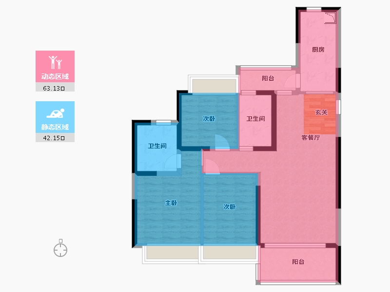 江苏省-无锡市-无锡恒大翡翠公园-93.60-户型库-动静分区