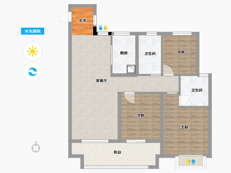 江苏省-无锡市-新力翡翠湾-92.19-户型库-采光通风