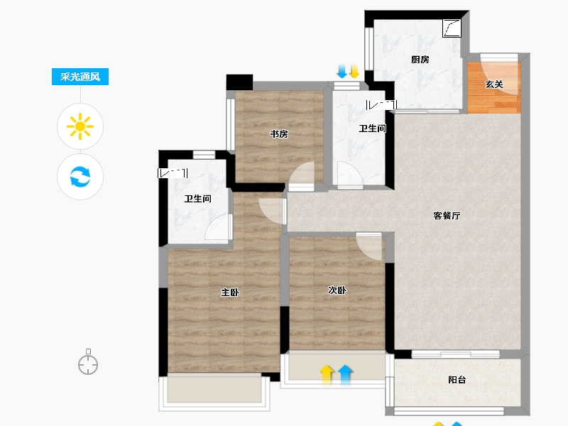 广东省-江门市-大华・博富・御潭江-77.00-户型库-采光通风