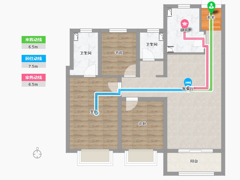 河北省-廊坊市-廊坊来康郡润德院-80.66-户型库-动静线