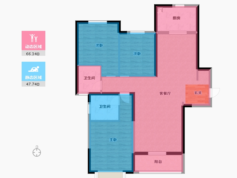 河南省-郑州市-裕华晴园-102.40-户型库-动静分区