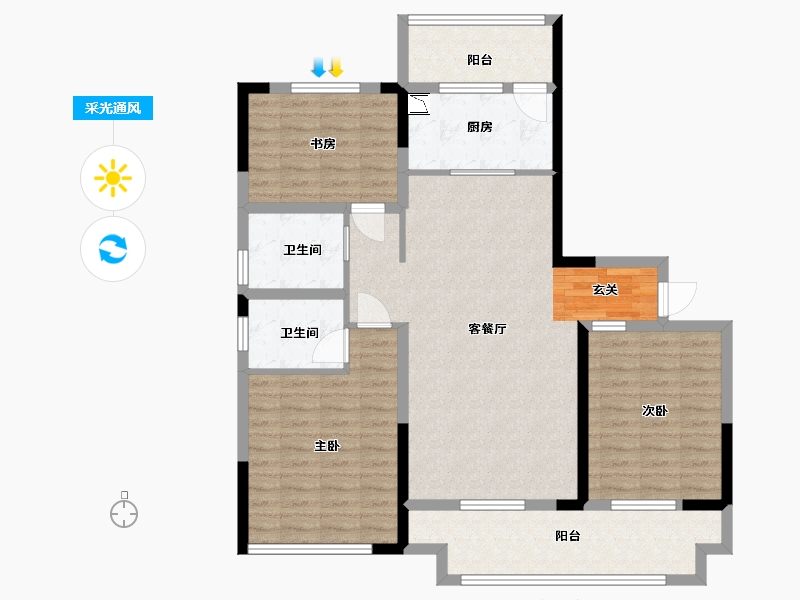 河南省-郑州市-大发融悦四季-108.00-户型库-采光通风