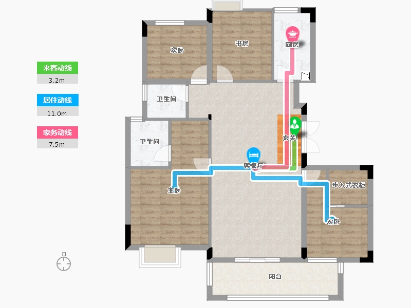 湖北省-武汉市-金色港湾君临水岸-106.41-户型库-动静线