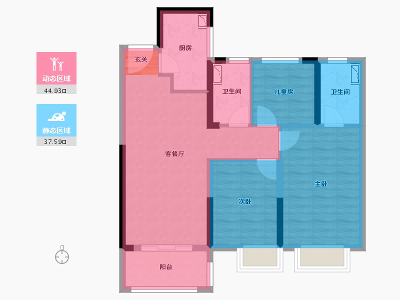 湖北省-武汉市-美的雅居乐云筑-72.56-户型库-动静分区