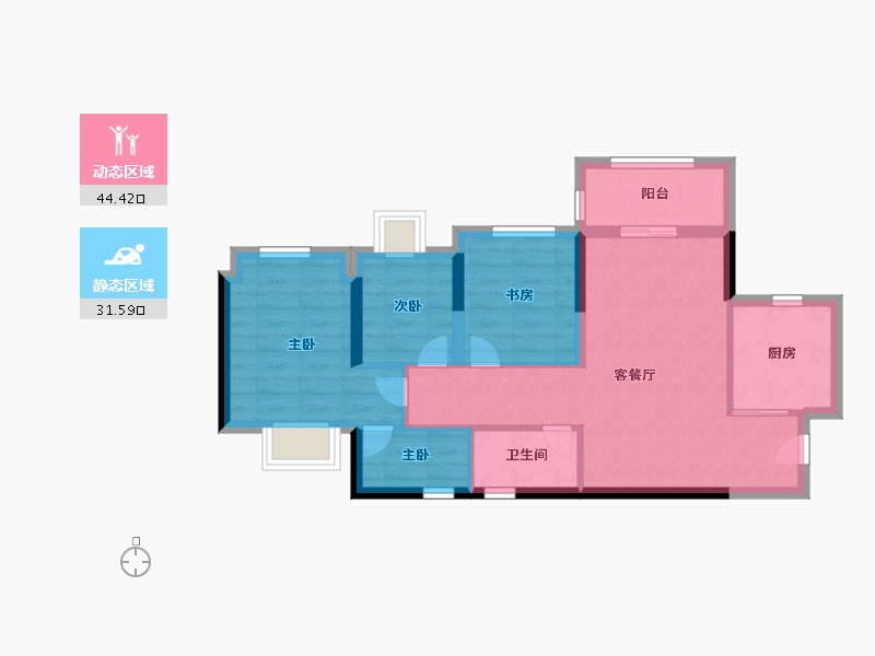 广东省-广州市-中海左岸澜庭-67.20-户型库-动静分区