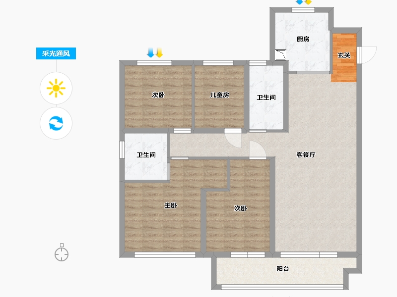 山东省-潍坊市-桃源金茂悦-109.60-户型库-采光通风