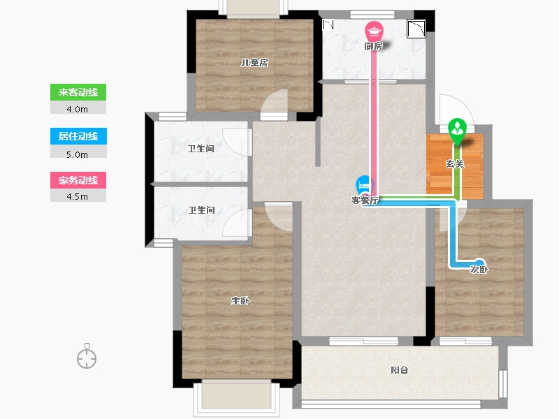 湖北省-武汉市-美的雅居乐云筑-87.12-户型库-动静线