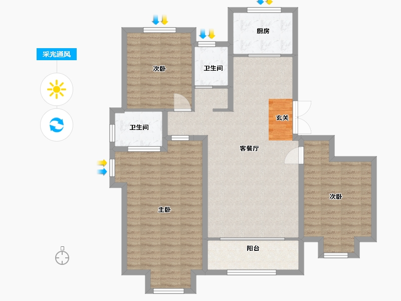 山东省-潍坊市-高新城市广场（备案名中央商务区）-107.20-户型库-采光通风