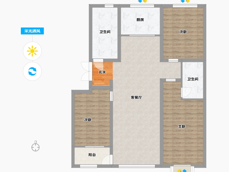 山东省-潍坊市-龙润紫宸华府-108.00-户型库-采光通风