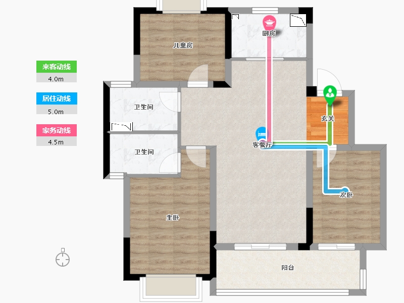 湖北省-武汉市-美的雅居乐云筑-87.40-户型库-动静线