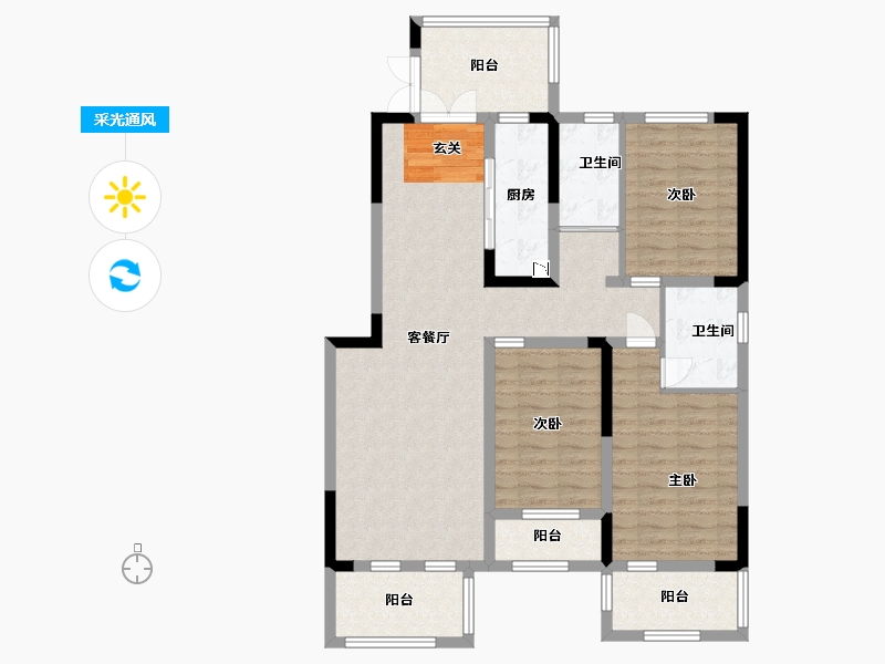 山东省-潍坊市-翔凯文华未来之光-106.39-户型库-采光通风