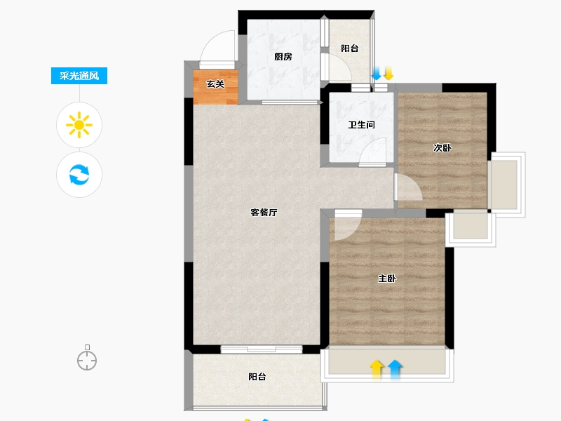 广西壮族自治区-北海市-嘉盛名都五期-68.23-户型库-采光通风