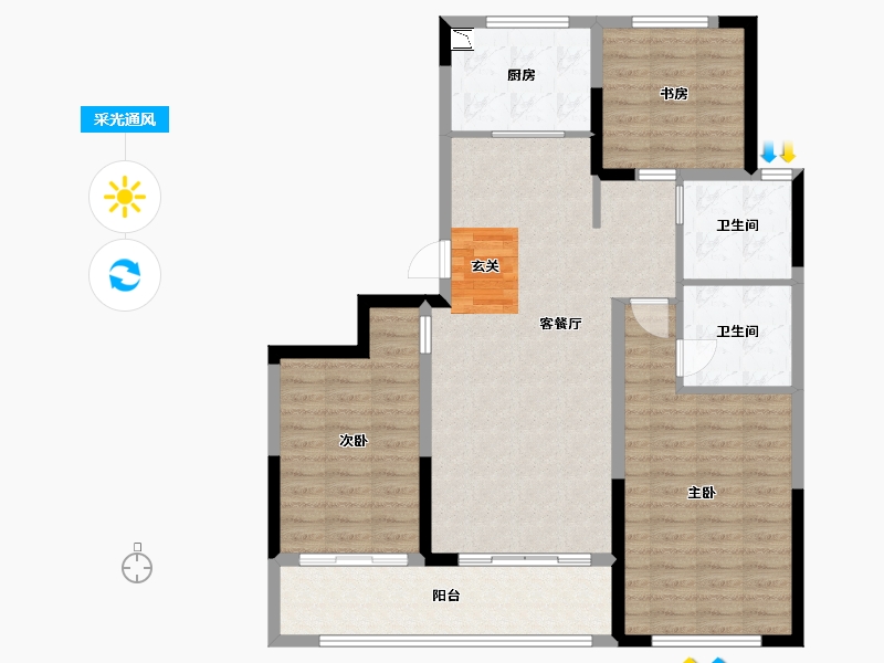 山东省-潍坊市-翔凯文华未来之光-102.40-户型库-采光通风