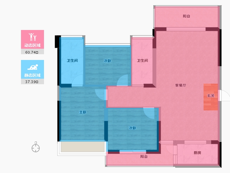 广西壮族自治区-北海市-嘉盛名都五期-88.45-户型库-动静分区