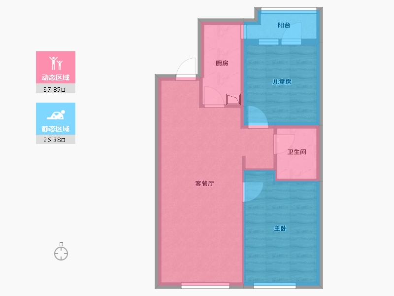 山西省-太原市-海唐广场-56.97-户型库-动静分区