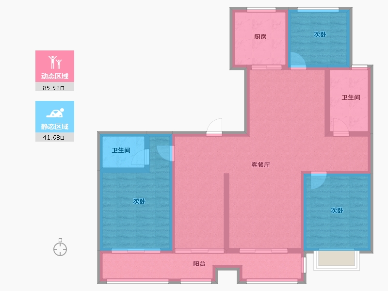 山东省-烟台市-东泰仕林首府-113.60-户型库-动静分区