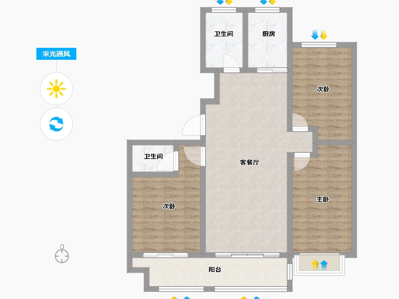 山东省-烟台市-东泰仕林首府-96.80-户型库-采光通风