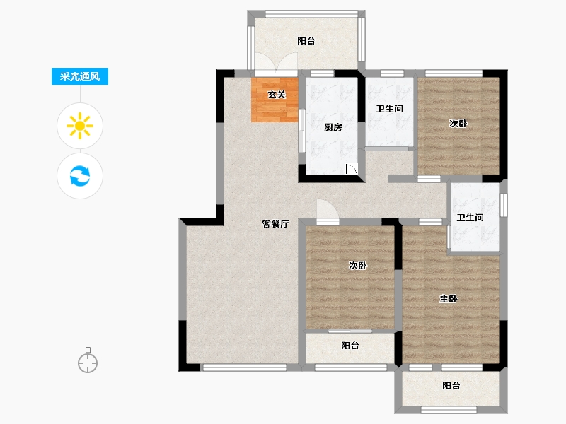 山东省-潍坊市-翔凯文华未来之光-102.41-户型库-采光通风