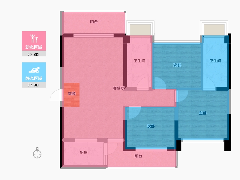 广西壮族自治区-北海市-嘉盛名都五期-86.03-户型库-动静分区