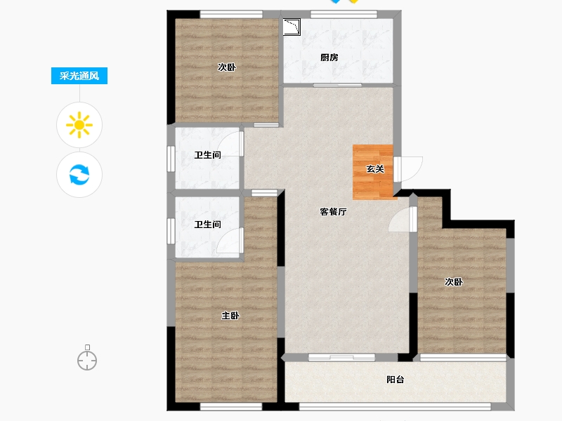 山东省-潍坊市-翔凯文华未来之光-104.80-户型库-采光通风