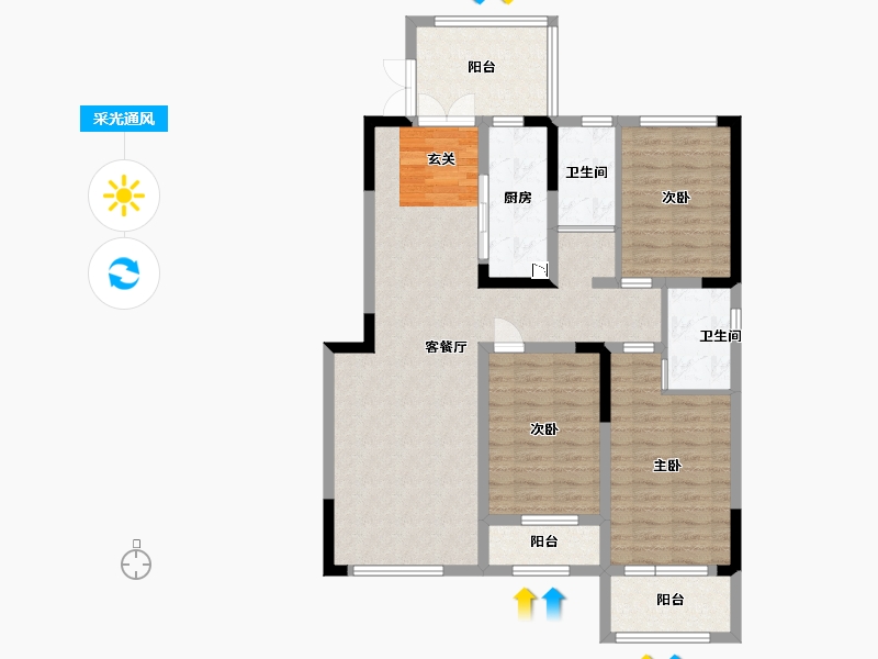 山东省-潍坊市-翔凯文华未来之光-104.00-户型库-采光通风