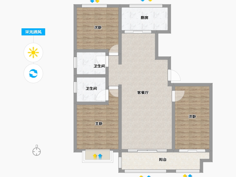 山东省-烟台市-东泰仕林首府-106.41-户型库-采光通风