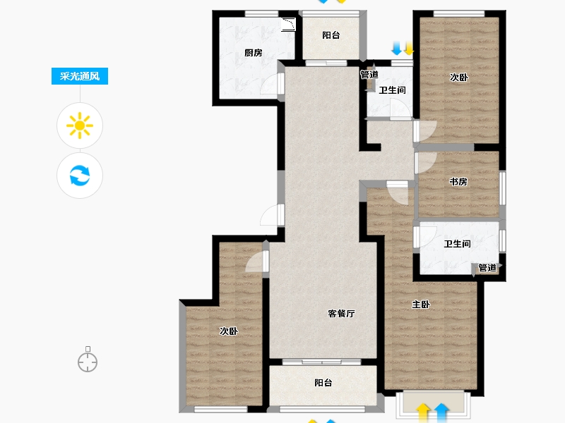 山西省-太原市-太原恒大悦府-119.56-户型库-采光通风