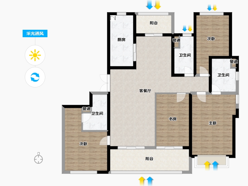 山西省-太原市-太原恒大悦府-145.98-户型库-采光通风