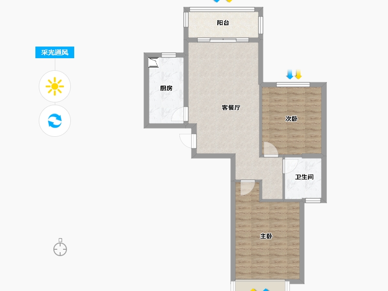 山东省-烟台市-烟台恒大阳光半岛-72.01-户型库-采光通风