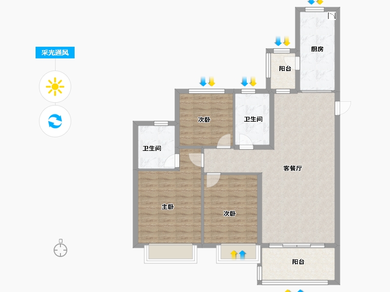 山东省-烟台市-烟台恒大阳光半岛-98.40-户型库-采光通风