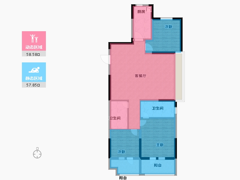 山东省-烟台市-新城明昱锦园-103.99-户型库-动静分区