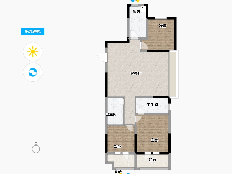 山东省-烟台市-新城明昱锦园-103.99-户型库-采光通风