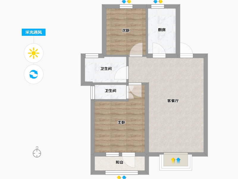 山东省-烟台市-祥隆理想城-52.64-户型库-采光通风