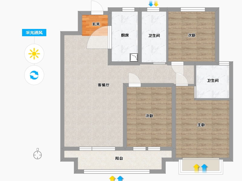 山东省-潍坊市-桃源金茂悦-92.00-户型库-采光通风