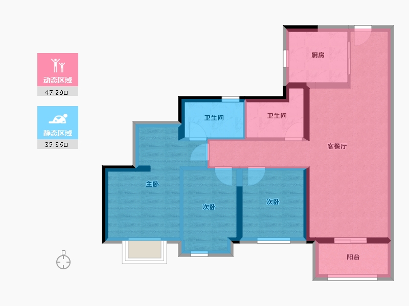 广东省-广州市-中海左岸澜庭-72.80-户型库-动静分区