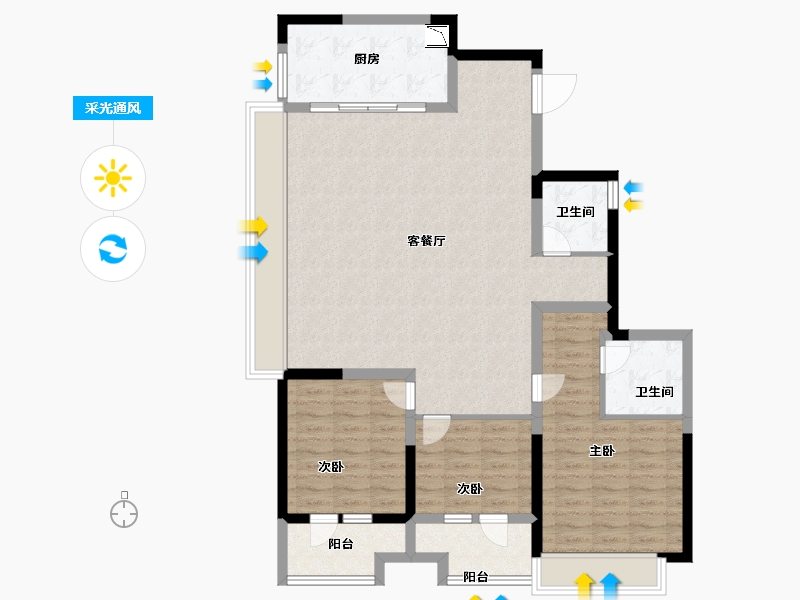 山东省-烟台市-新城明昱锦园-110.40-户型库-采光通风