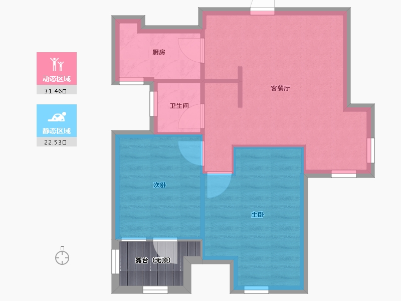 辽宁省-沈阳市-荣盛・紫提东郡-51.73-户型库-动静分区