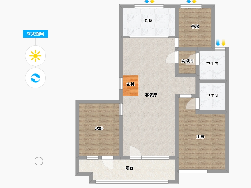 山东省-潍坊市-博裕7号-87.99-户型库-采光通风