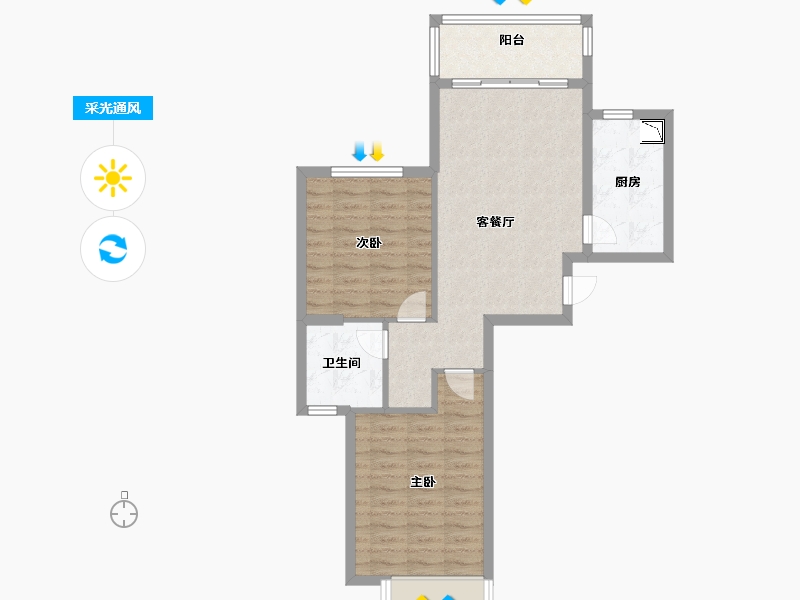 山东省-烟台市-烟台恒大阳光半岛-72.00-户型库-采光通风