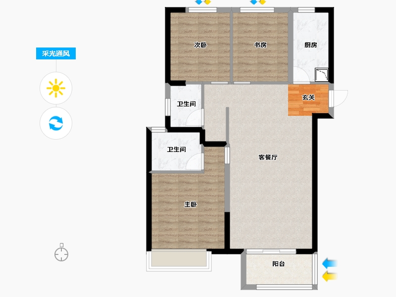 河南省-商丘市-商丘绿地城5区-88.00-户型库-采光通风