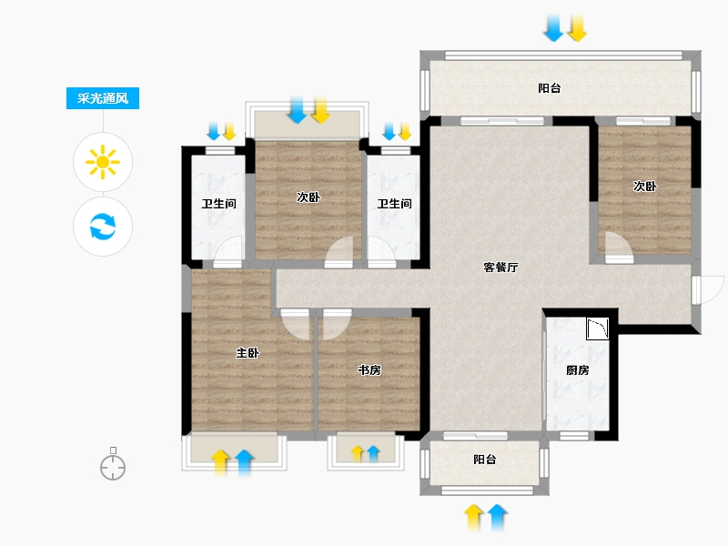 广西壮族自治区-南宁市-融创九熙府-114.73-户型库-采光通风